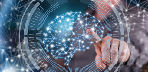 Man touching an intelligence concept