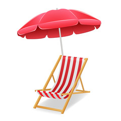 beach chair and beach umbrella . vector illustration