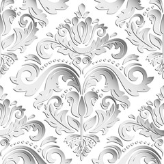 Seamless oriental ornament. Fine vector traditional light oriental pattern with 3D elements, shadows and highlights
