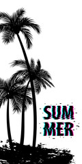 Fototapeta premium Summer time palm tree banner poster