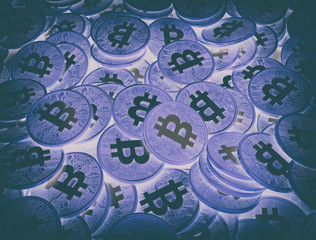 Stack of bit coins crypto currency