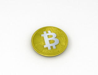 Bitcoin gold on white background. Cryptocurrency