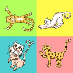 Beautiful hand drawn vector illustration cute cats.