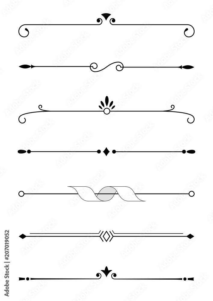 Wall mural calligraphic decorative elements in vector format. design elements for page decoration