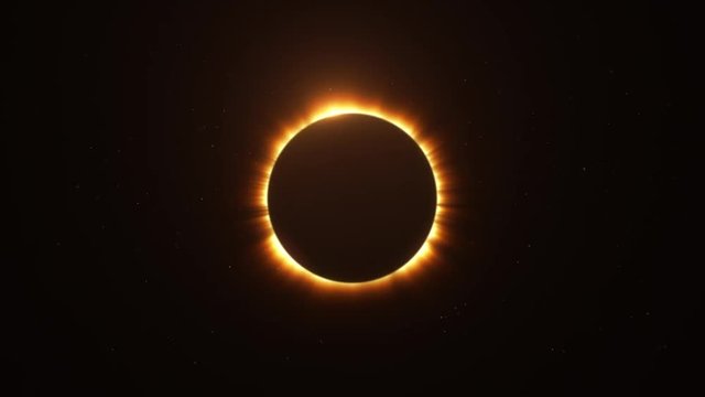 Solar Eclipse with Light Rays over Starry Sky Loop