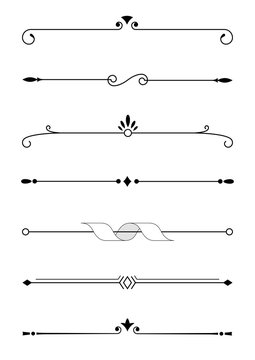 Calligraphic decorative elements in vector format. Design elements for page decoration