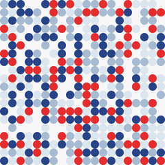Fototapeta na wymiar Random colored abstract geometric mosaic pattern background. Red blue white patriotic background. Seamless vector pattern. 