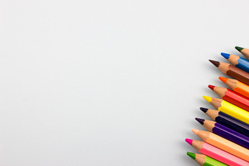 Color Pencils set. Empty space for text and design. Minimalism concept.