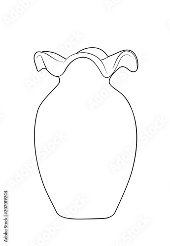 Vector Illustration Isolated Pink Vase For Flowers Outline Hand