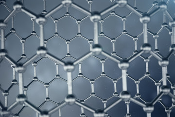 3d rendering structure of the graphene tube, abstract nanotechnology hexagonal geometric form close-up, concept graphene atomic structure, concept graphene molecular structure.