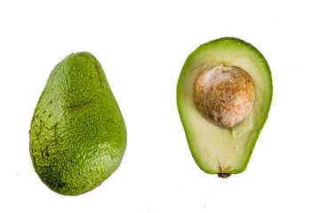 Avocado, halves and whole, isolate on a white background simple pattern