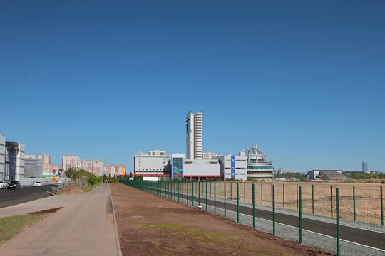 Walking path on Sibgat Hakeem Street. Kazan, Russia