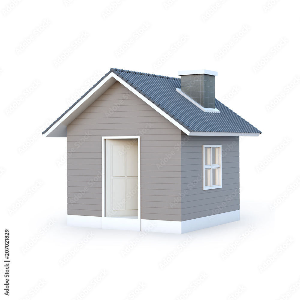 Aufkleber minimal simple house isolated on white background with clipping path. house 3d render.