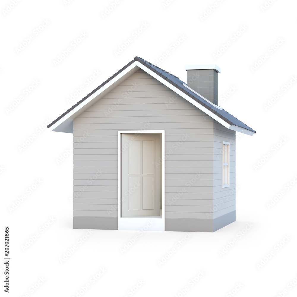 Aufkleber minimal simple house isolated on a white background with clipping path. house 3d rendering.