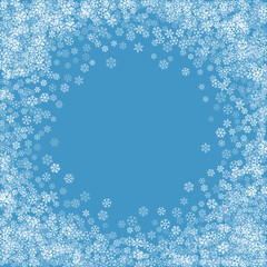 Frame or border of random scatter snowflakes