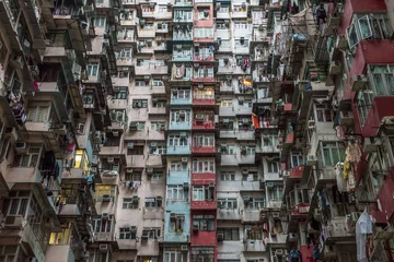 Türaufkleber Städte / Reisen Überfülltes Wohngebäude in Hongkong