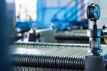 Industrial cartridge filter mechanism at winery