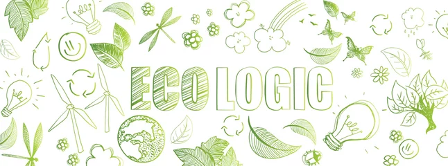 Fotobehang Ecologic doodles banner © Orkidia