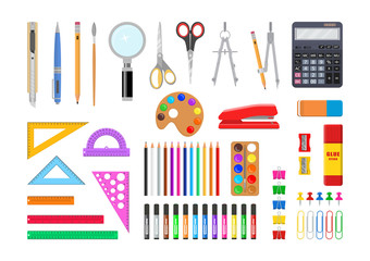 Vector illustration. Set of stationery tools.