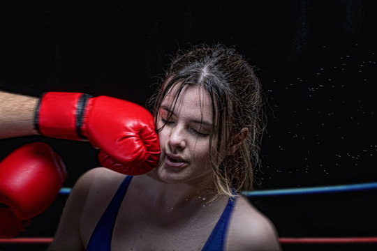 Woman Gets Hit In A Boxing Match