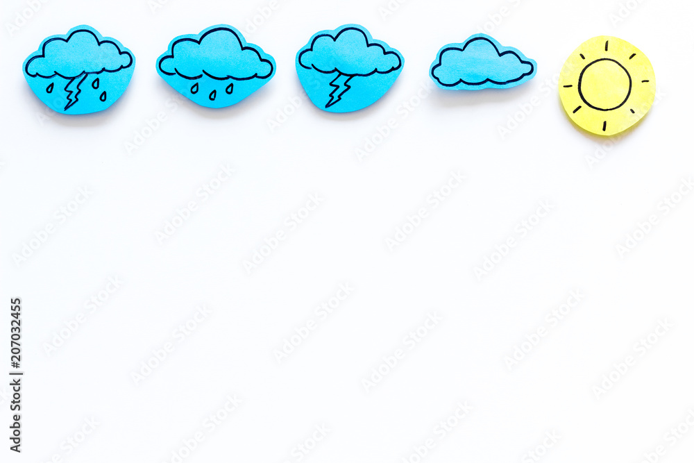 Canvas Prints modern weather icons set on white background top view copy space