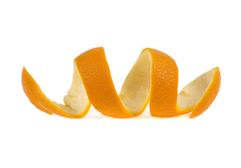 orange peel of a spiral on a white background