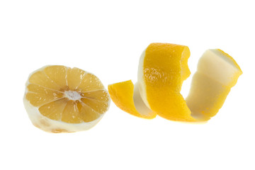 lemon peel on white background