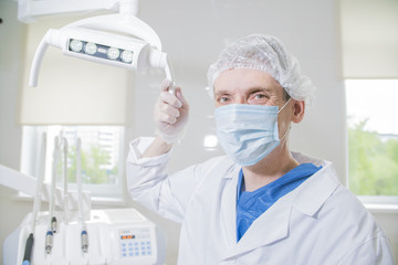 doctor in medical mask close-up, male