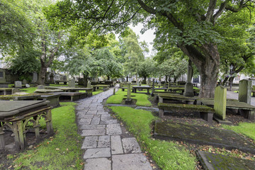 Stone path in the cemetery of the  Kirk of Saint Nicholas Uniting.