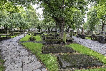 Stone paths in the grave yard of the  Kirk of Saint Nicholas Uniting.