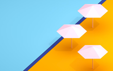 Summer banner with a chaise lounge and an umbrella in pastel colors, Abstract the summer image