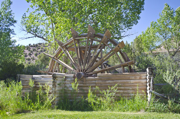 The old wild west wooden water wheel at brown park utah on the green river. 