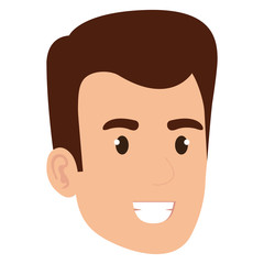 young man head avatar character vector illustration design