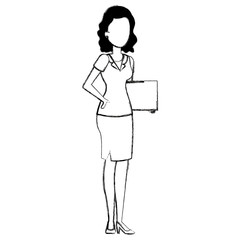 businesswoman with folder avatar character vector illustration design