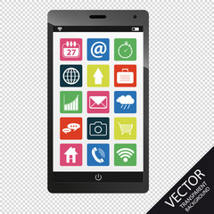 Smartphone mit App Symbolen - Freigestellt auf transparentem Hintergrund