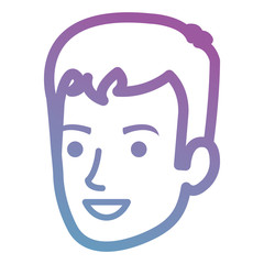 young man head avatar character vector illustration design