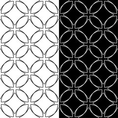 Black and white geometric ornaments. Set of seamless patterns
