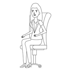 businesswoman sitting in office chair vector illustration design