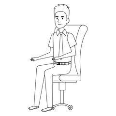 businessman sitting in office chair vector illustration design
