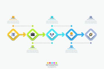 Infographic design template with 5 colorful square elements