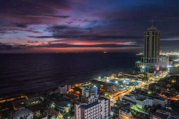 Night view to the coast of Colombo