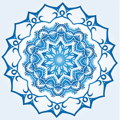 decagonal blue and white snowflake on light blue gradient background