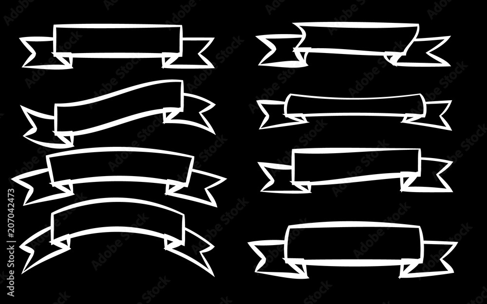 Aufkleber a set of eight white different ribbons of signage labels of labels of labels in different styles on 