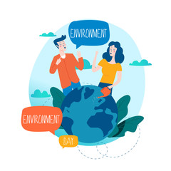 World Environmental Day ecology concept flat vector illustration. Save the earth, environment protection, ecology awareness design for mobile and web graphics