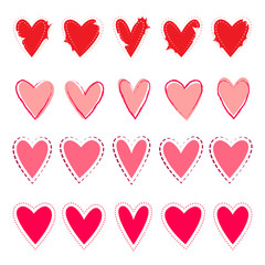 Vector hearts set in hand drawn style