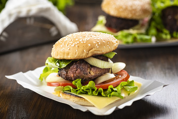 homemade burger with cheese