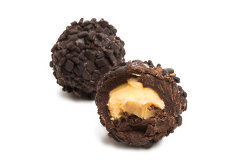 chocolate truffles isolated