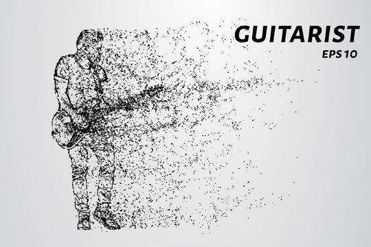 Particle guitarist. The guitarist plays the electric guitar