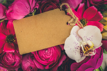 Flowers flat lay composition