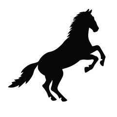 Fototapeta na wymiar Silhouette of horse standing on its hind